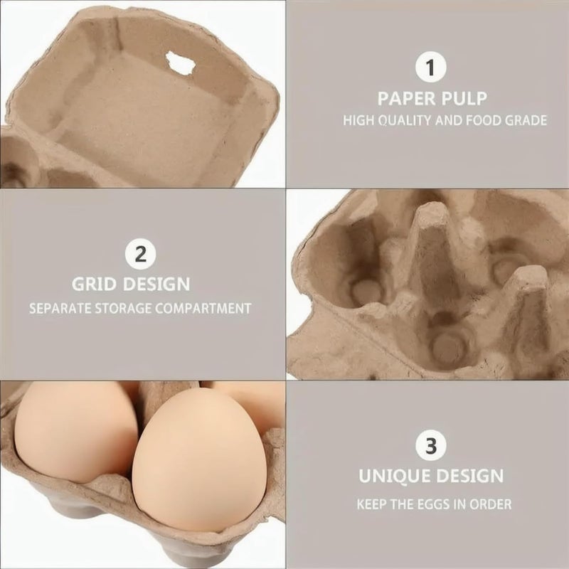 vwpvdeeg 30 Pack Half Dozen Egg Cartons, Blank Natural Pulp Egg Carton Bulk 6 Count for Chicken Eggs and Duck Eggs, Reusable, Protects, Egg Storage Containers for Home Kitchen and Farmhouse (30 PCS 6 Count) - Image 3